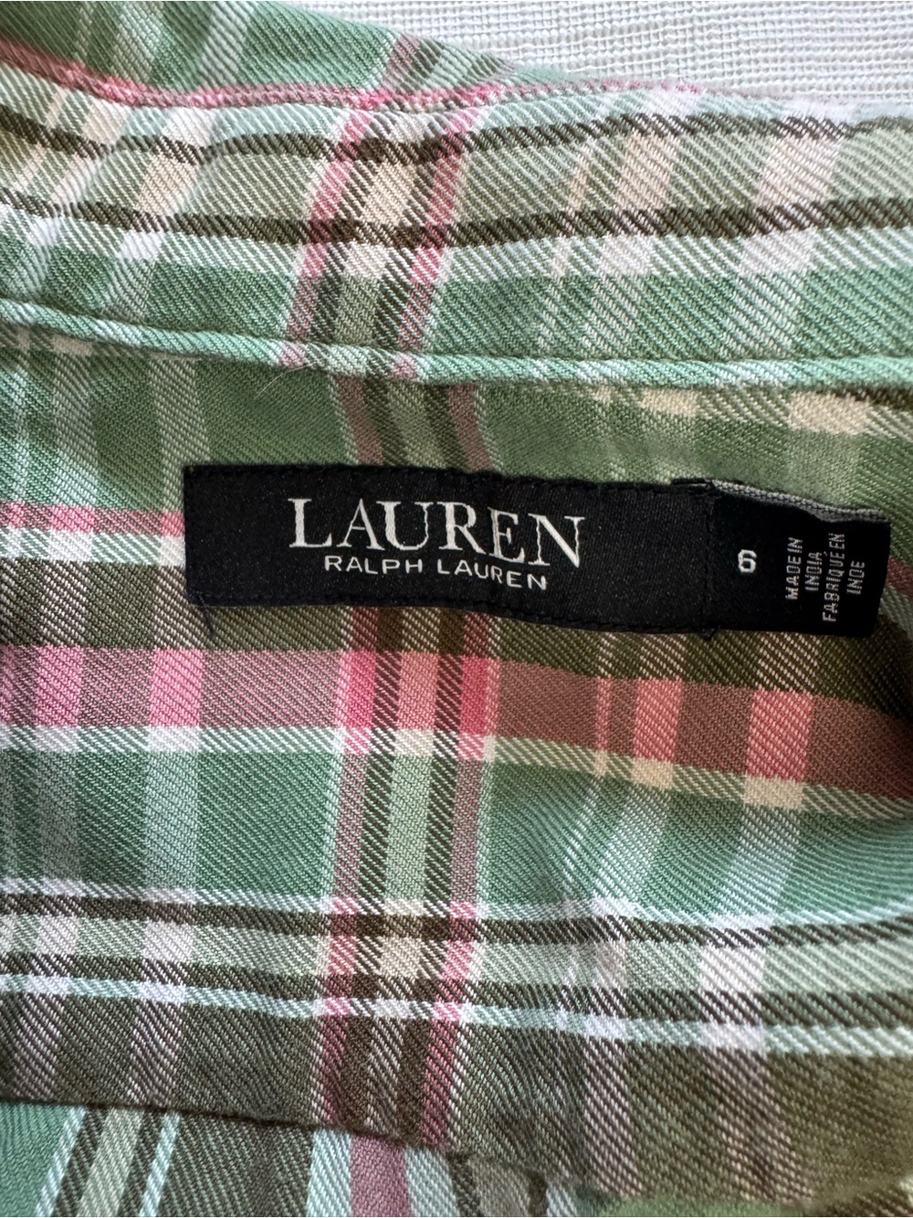 Ralph Lauren Green Plaid Midi Shirt Dress with Waist Tie size6 - Picture 6 of 11